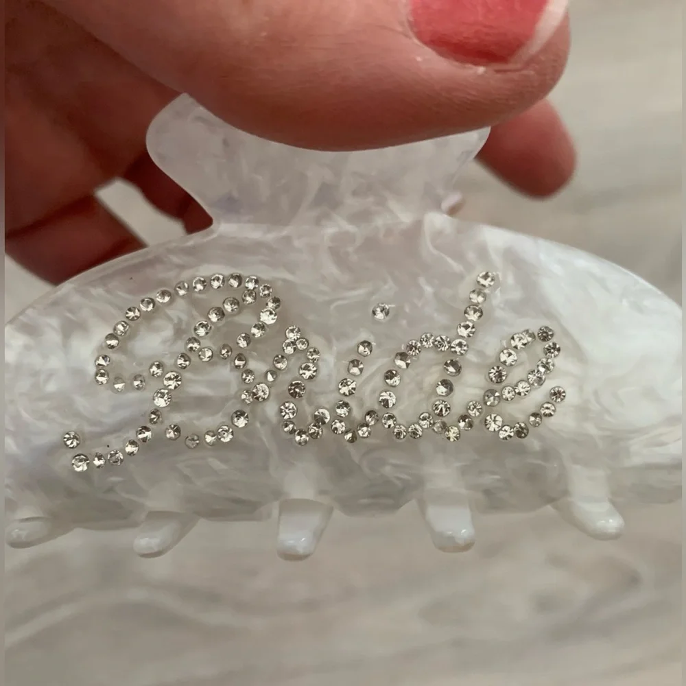 Bride Pearl White Hair Clip claw clip bridal wedding accessories